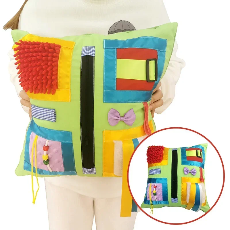 Coussin sensoriel alzheimer maison multicolore, vue de face